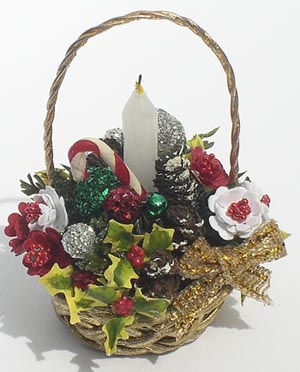 Dollshouse Miniature Christmas Candy Cane Basket
